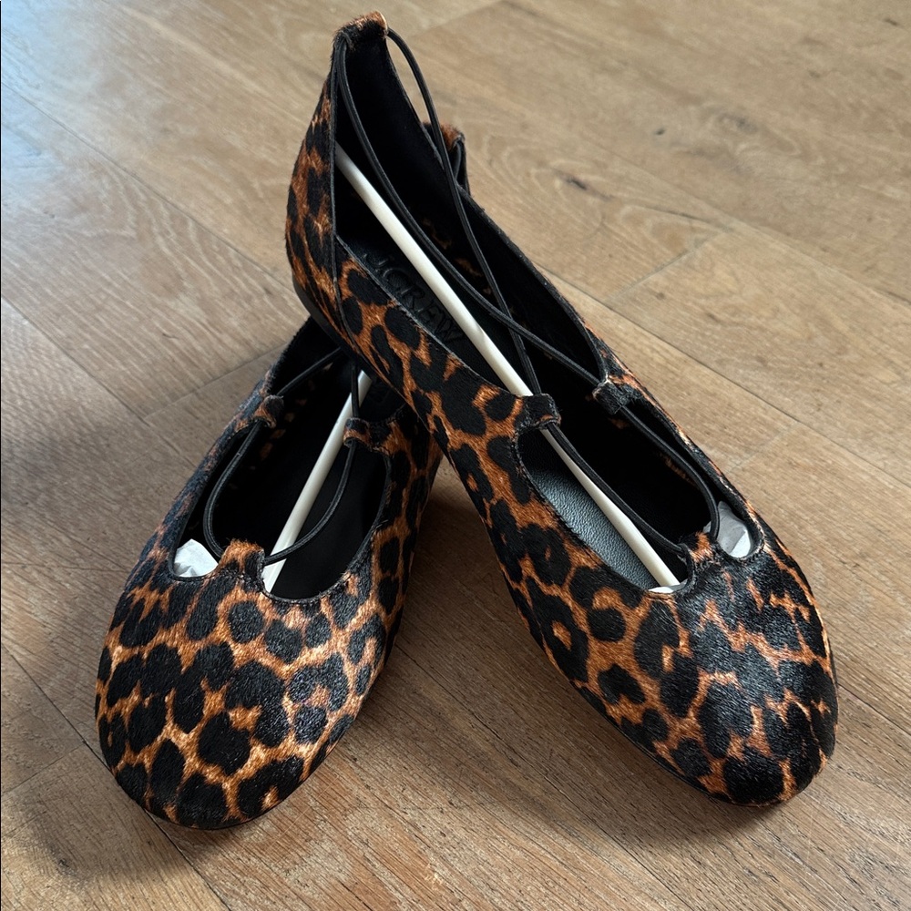 J.Crew Andi strappy ballet flats in printed calf hair